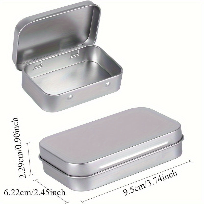 Qora qopqog'li metall saqlash qutilari bilan kumush tugatishli to'rtburchakli tinned quti to'plami, hunarmandchilik va tashkilot uchun 9.4cm x 6.1cm x 2.29cm