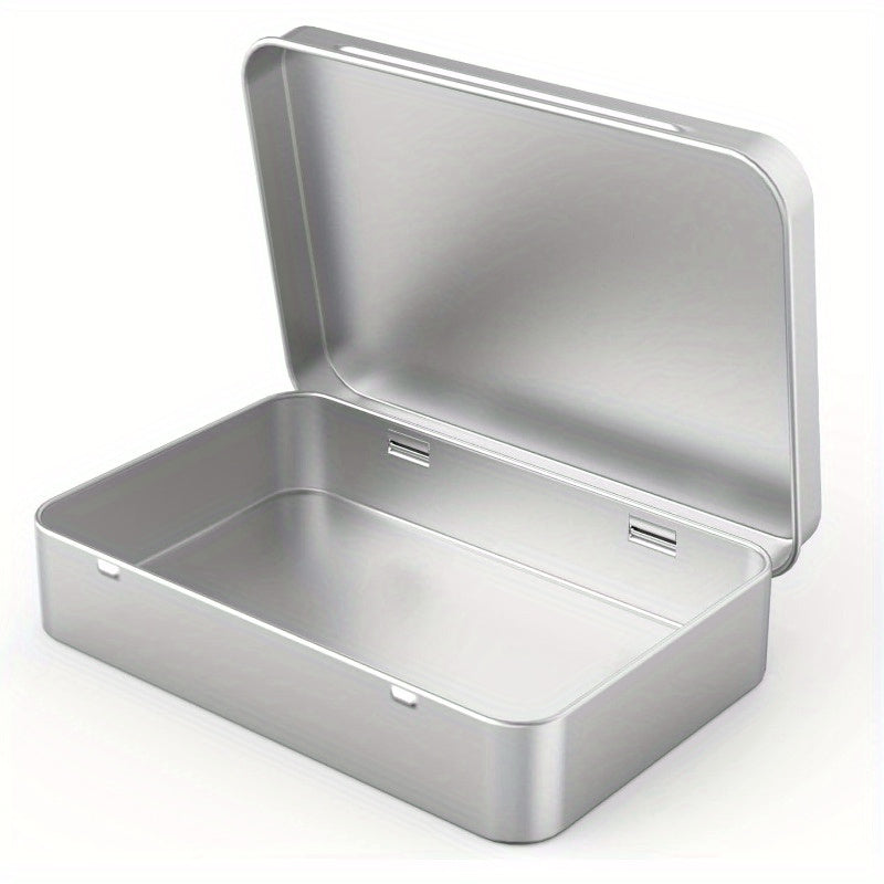 Qora qopqog'li metall saqlash qutilari bilan kumush tugatishli to'rtburchakli tinned quti to'plami, hunarmandchilik va tashkilot uchun 9.4cm x 6.1cm x 2.29cm