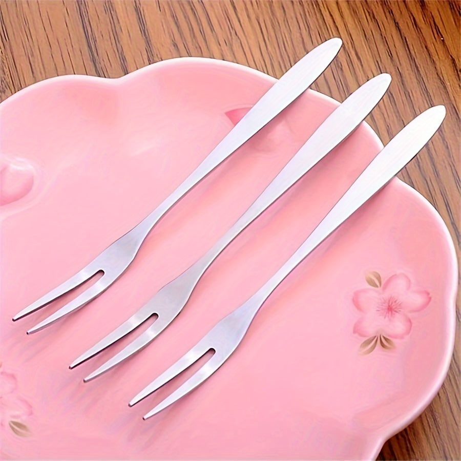 Set of 10 Stainless Steel Dessert Forks for Kitchen and Dining