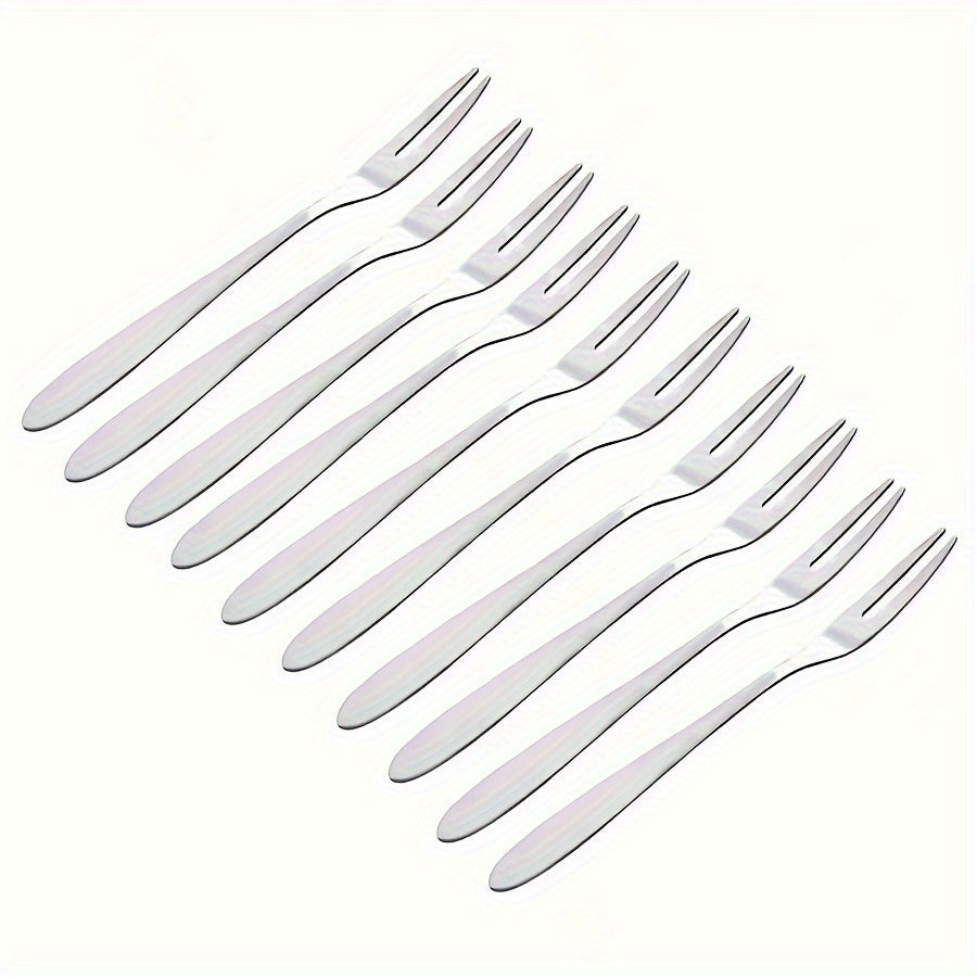 Set of 10 Stainless Steel Dessert Forks for Kitchen and Dining