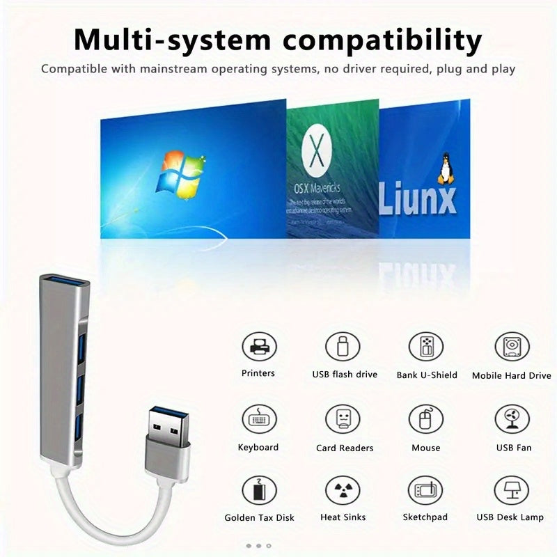 4-in-1 USB C Hub Quad-Port High-Speed Data Transfer Charging Compatible with MacBook Surface XPS PC
