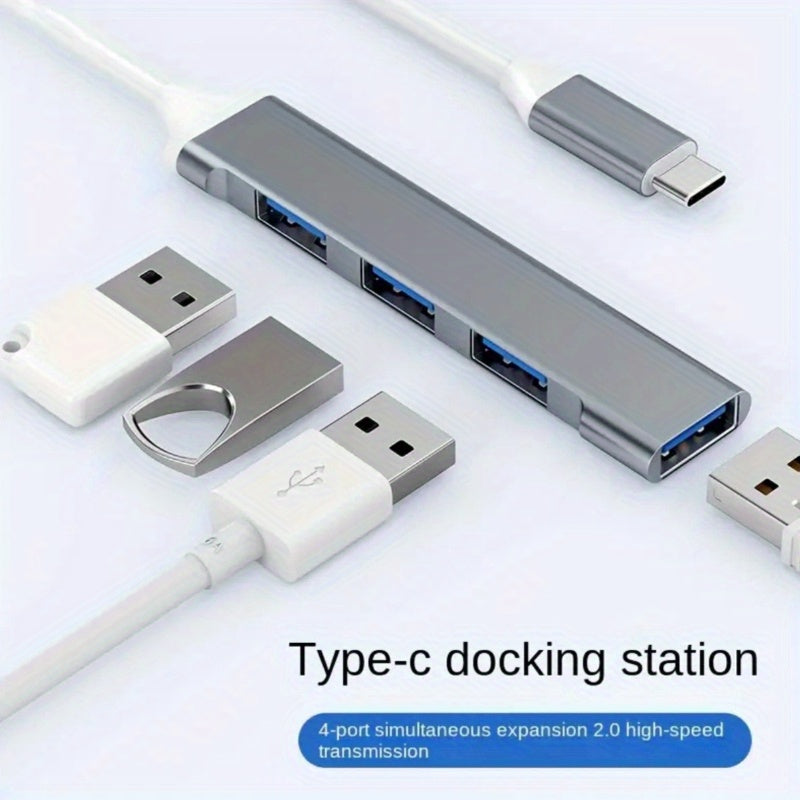4-in-1 USB C Hub Quad-Port High-Speed Data Transfer Charging Compatible with MacBook Surface XPS PC