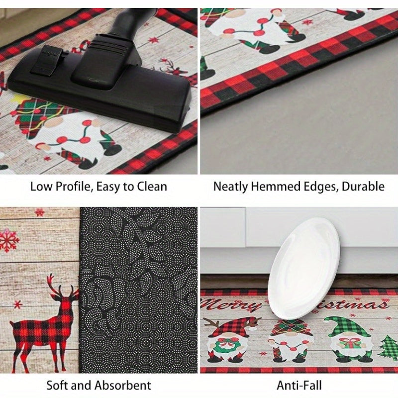 Festive Christmas Door Mat Reindeer Tree Non-Slip Indoor Outdoor Polyester