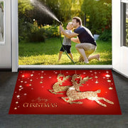 Festive Christmas Door Mat Reindeer Tree Non-Slip Indoor Outdoor Polyester