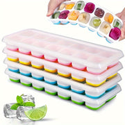 Silicone Ice Cube Tray with Lid BPA-Free Spill-Proof Reusable for Cocktails