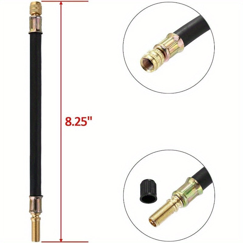 5-Piece Tire Valve Stem Extension Kit with Flexible Metal Air Caps