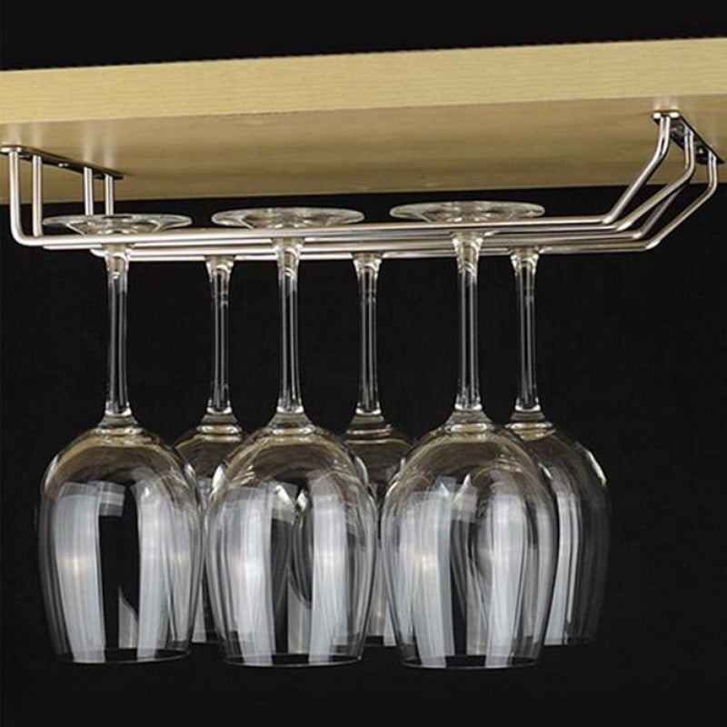 Металлическая стойка для стеклянной посуды для хранения под шкафом, подвесной органайзер для бокалов для кухни и бара