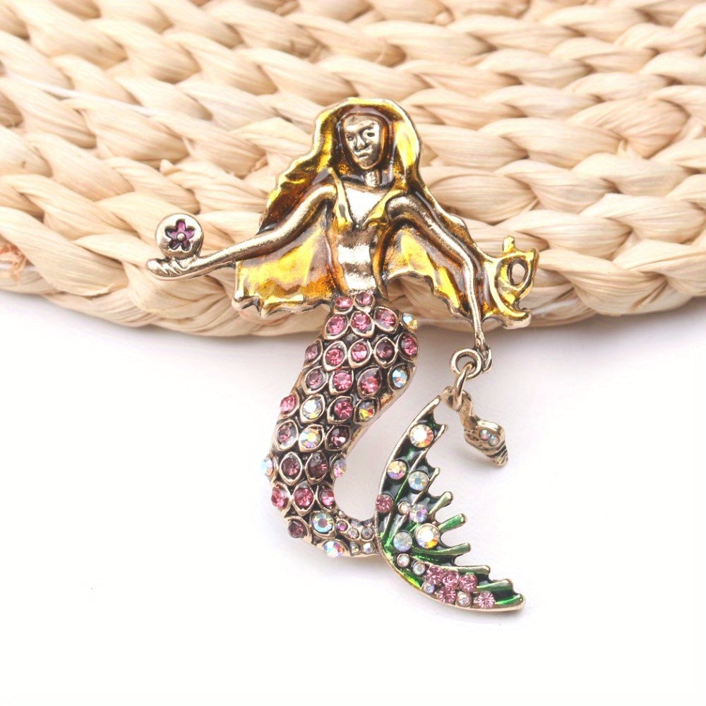 Broche inspirado en sirenas para mujeres, elegante pin para fiestas y bodas