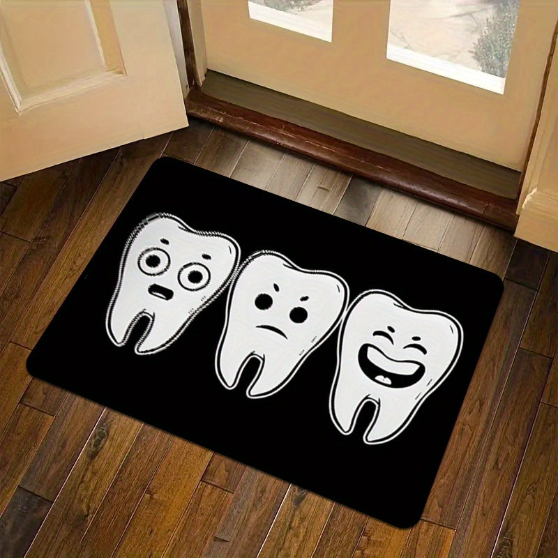 Yoqimli tish naqshli flanel gilam, sirpanmaydigan orqa qismi, yashash xonasi, yotoqxona, oshxona, kirish uchun