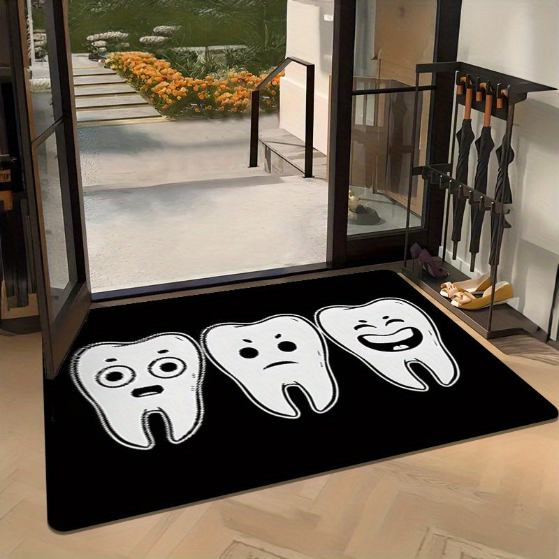 Yoqimli tish naqshli flanel gilam, sirpanmaydigan orqa qismi, yashash xonasi, yotoqxona, oshxona, kirish uchun