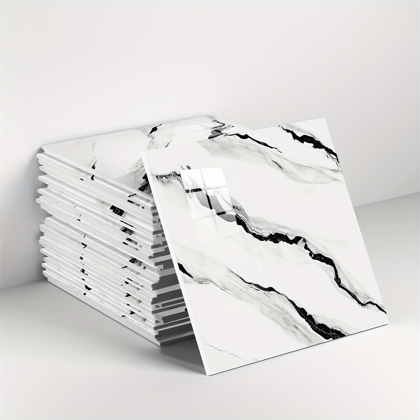 Self-Adhesive Marble Tile Stickers Waterproof PVC for Kitchen Bathroom 10/20pcs