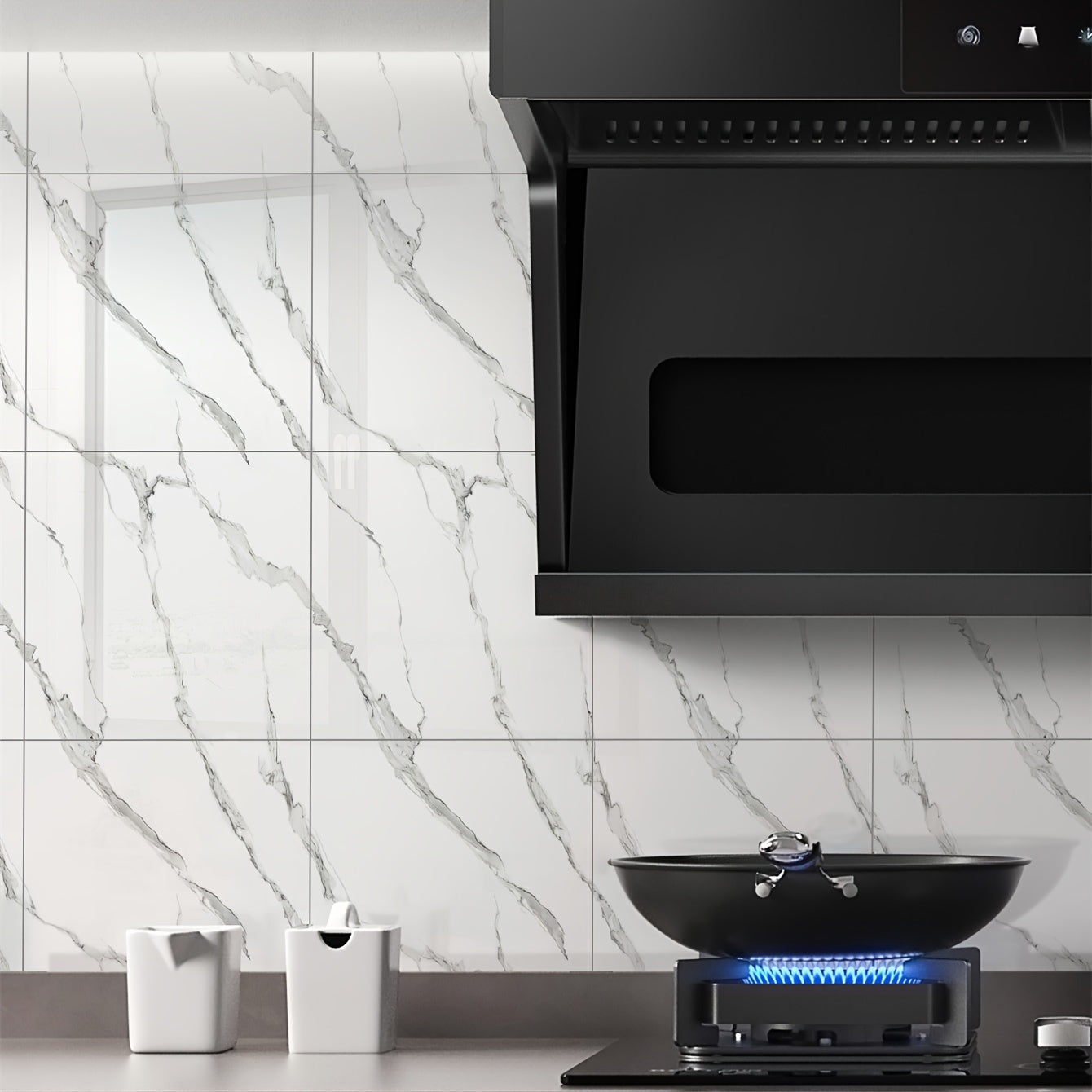 Self-Adhesive Marble Tile Stickers Waterproof PVC for Kitchen Bathroom 10/20pcs