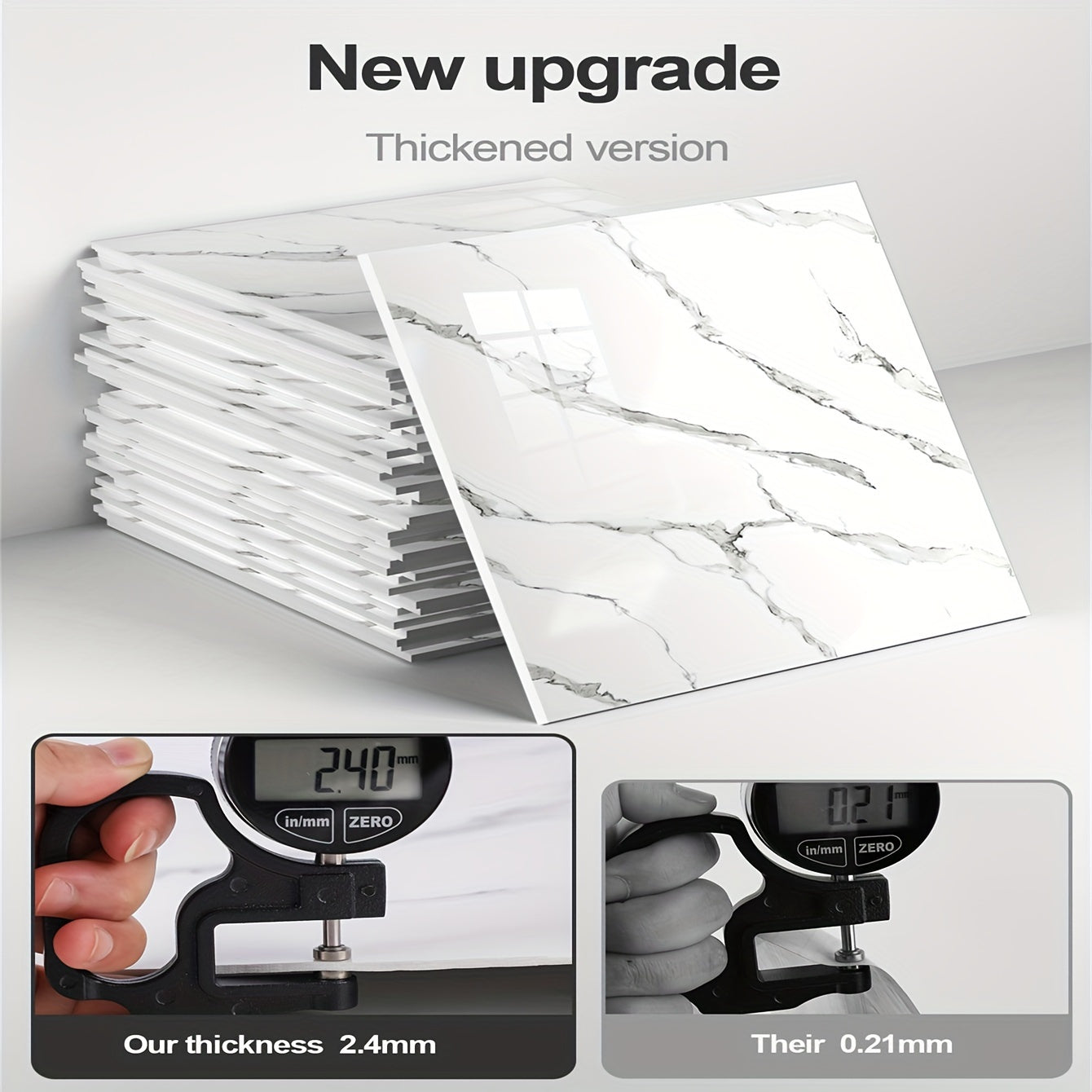 Self-Adhesive Marble Tile Stickers Waterproof PVC for Kitchen Bathroom 10/20pcs