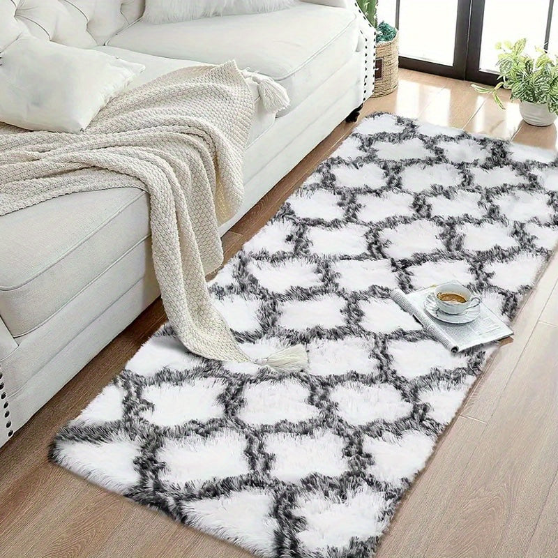 Luxurious Plush PV Pile Mat - Skandinaviya uslubi, qulay va dog'ga chidamli, yotoqxona va yashash xonasi uchun ideal, yumshoq polyester, sirpanmaydigan, tozalash oson, bir nechta ranglar mavjud, ideal yashash xonasi gilami