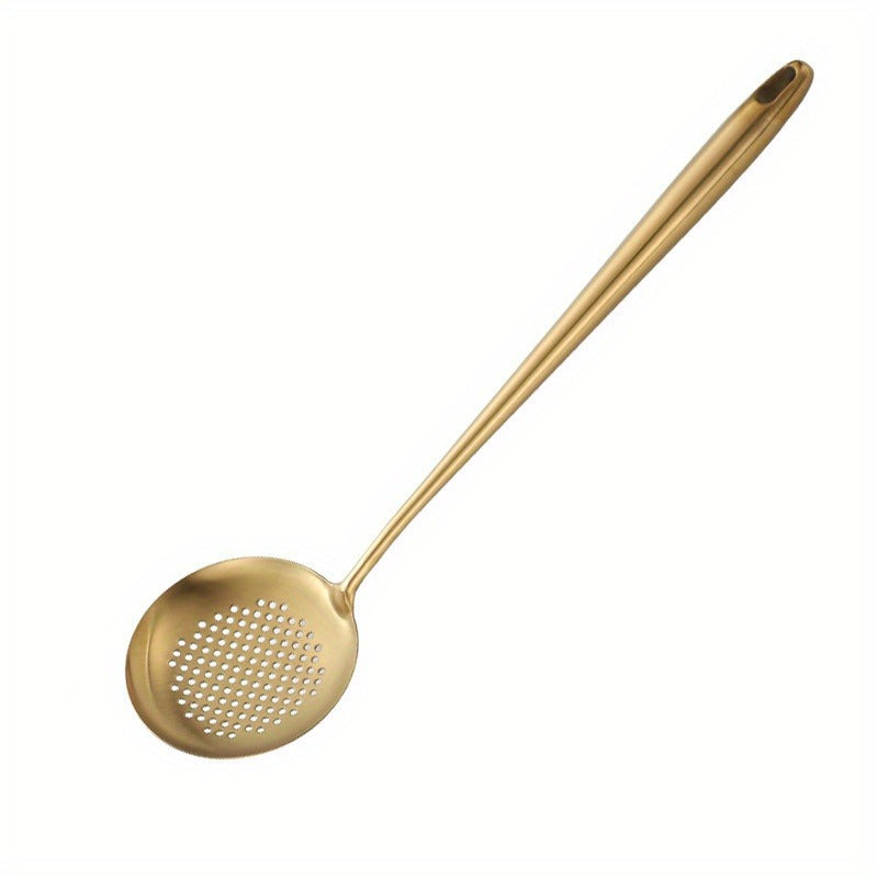 Set of 4 Golden Stainless Steel Kitchen Utensils Heat-Resistant Cooking and Serving