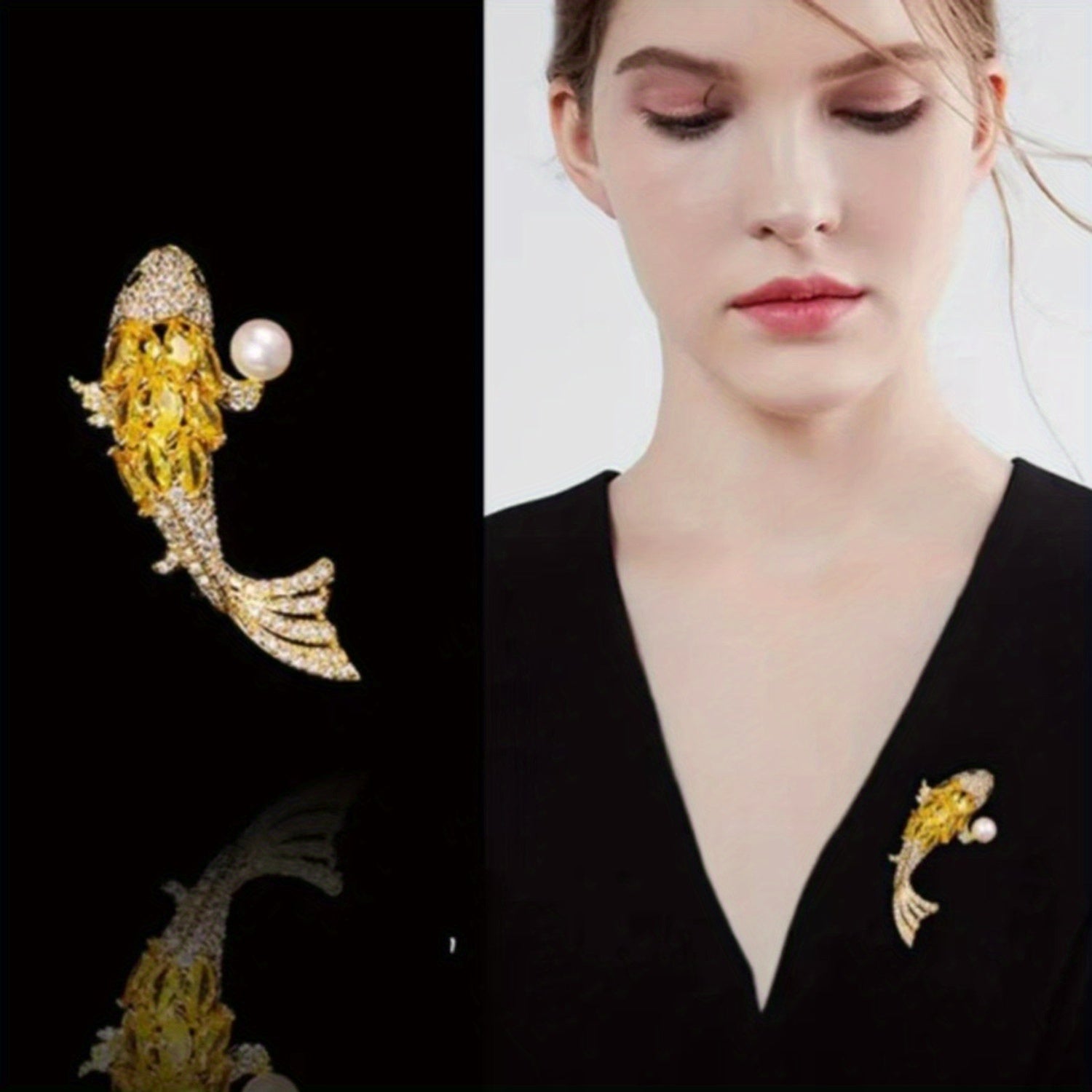 Vintage Style Animal-Shaped Brooch and Pendant Necklace with Alloy Pearl and Cubic Zirconia for Women