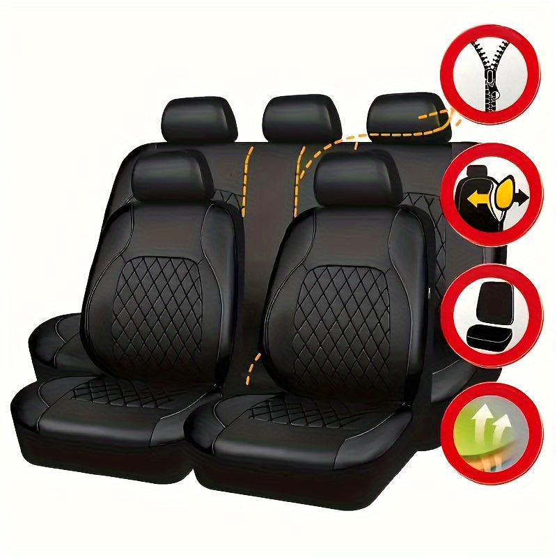 High-End PU Leather Car Seat Cover Set Scratch-Resistant Durable Universal 9 Pieces