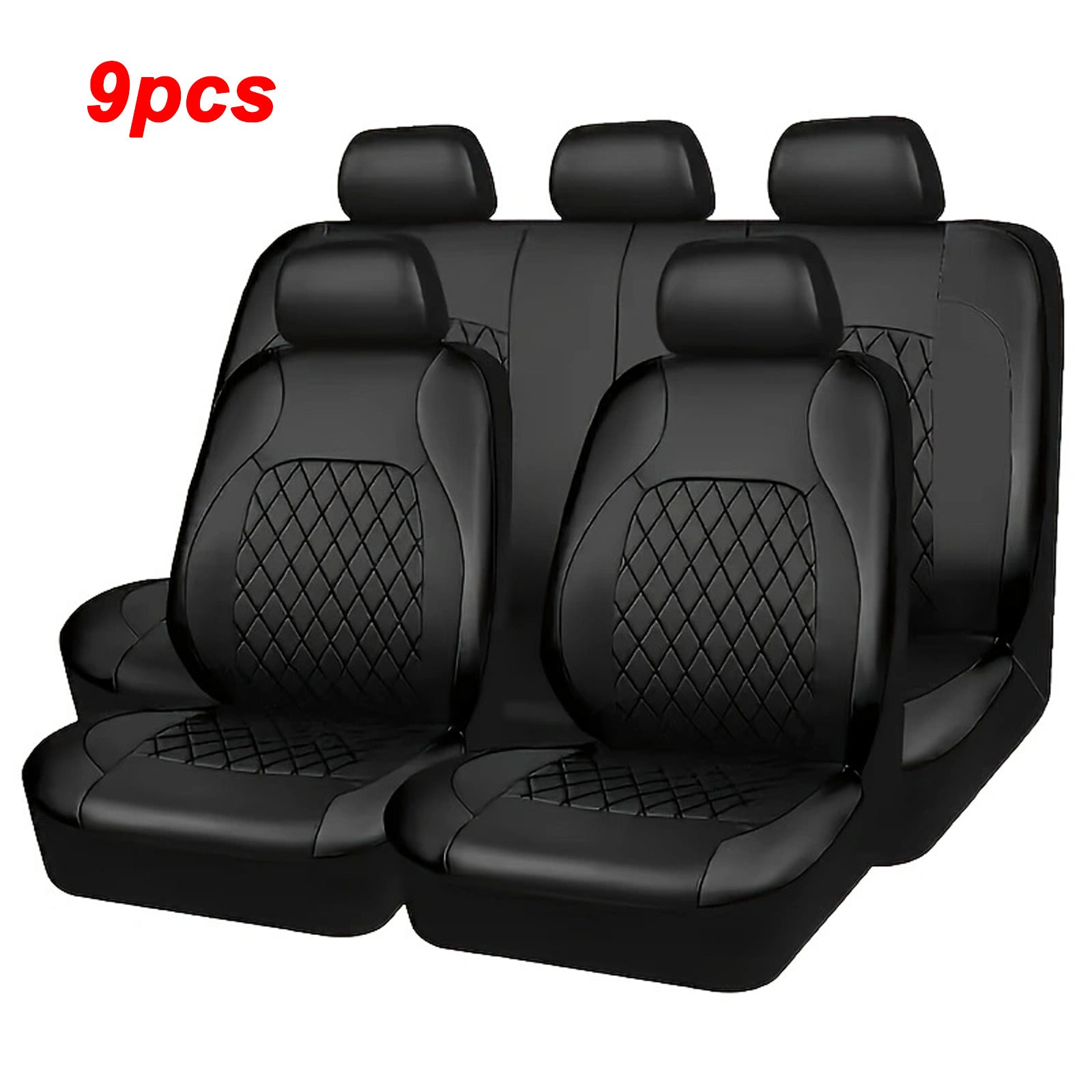 High-End PU Leather Car Seat Cover Set Scratch-Resistant Durable Universal 9 Pieces