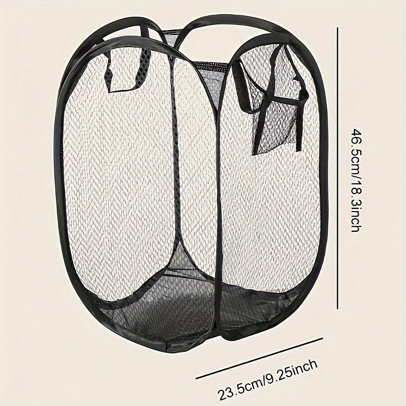 Large Foldable Mesh Laundry Basket with Handles Spacious Round Organizer for Dirty Clothes