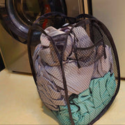 Large Foldable Mesh Laundry Basket with Handles Spacious Round Organizer for Dirty Clothes