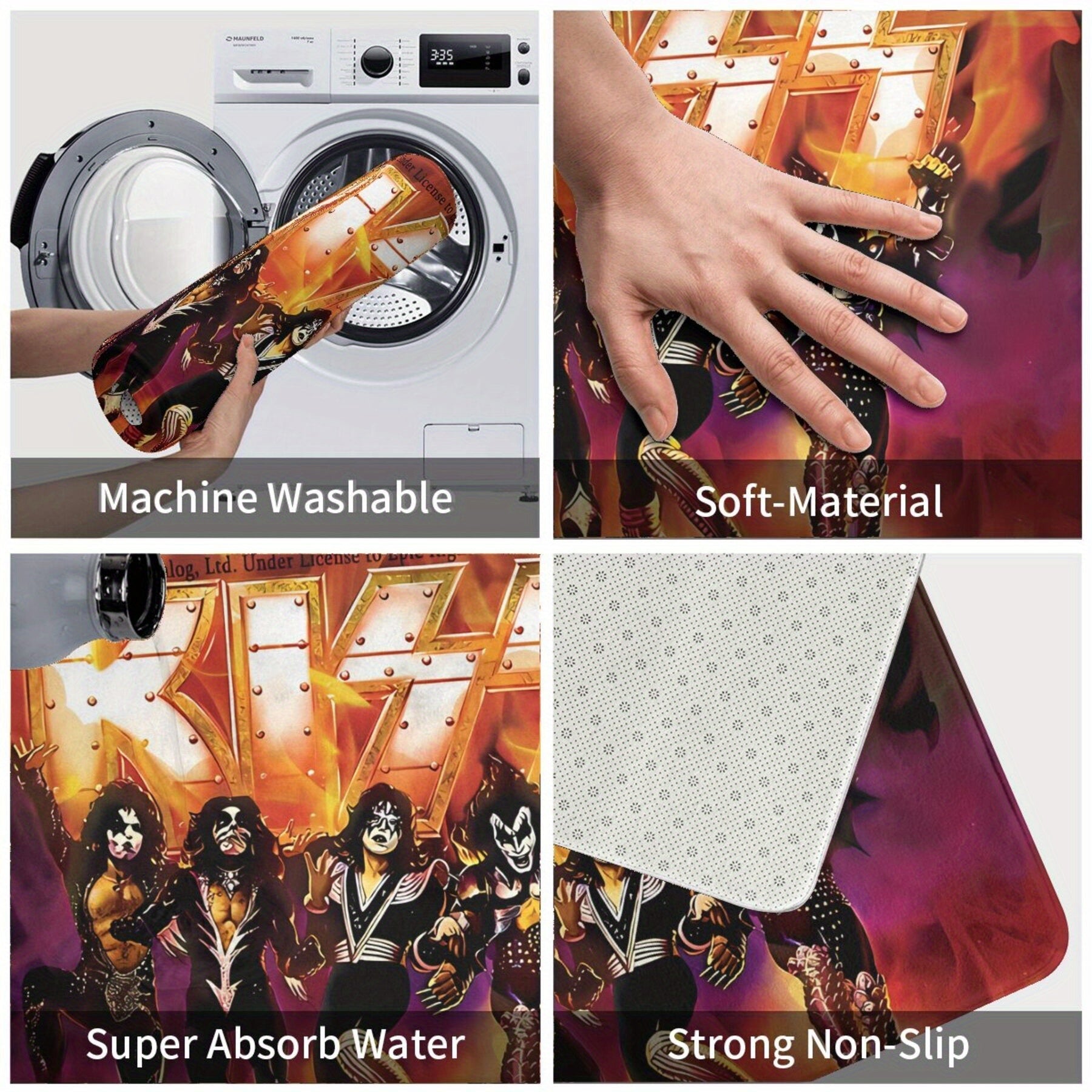 Non-Slip Kitchen Mat Durable Polyester Easy to Clean Entryway Living Room Decor