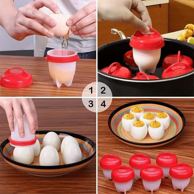 4 Silicone Egg Poachers Non-Stick High-Temperature Resistant Cups for Breakfast