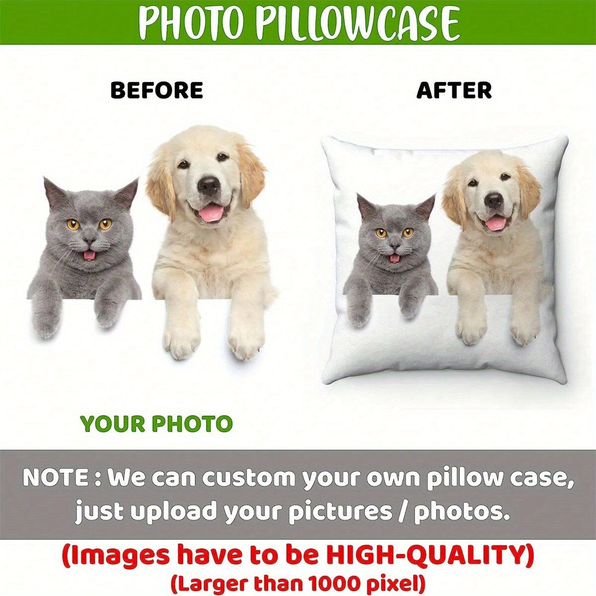 Personalized Photo Pillowcase Custom Peach Skin Cushion Cover for Family Pets Home Decor