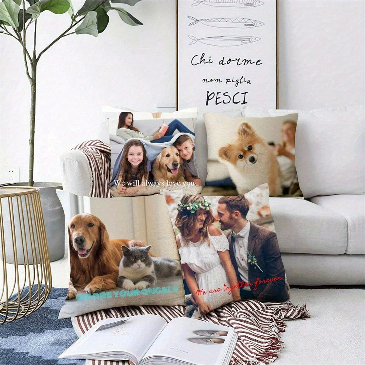 Personalized Photo Pillowcase Custom Peach Skin Cushion Cover for Family Pets Home Decor
