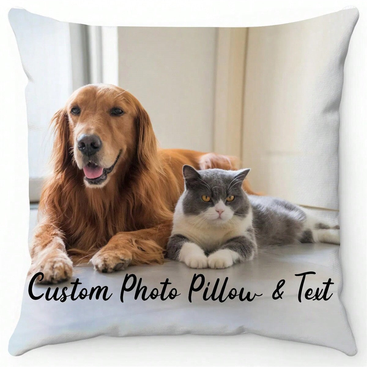 Personalized Photo Pillowcase Custom Peach Skin Cushion Cover for Family Pets Home Decor