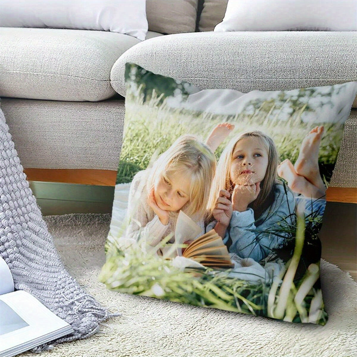 Personalized Photo Pillowcase Custom Peach Skin Cushion Cover for Family Pets Home Decor