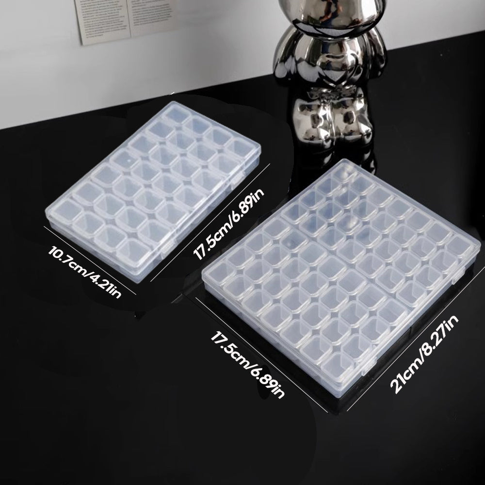 Mini Clear Jewelry Storage Box with Lid for Earrings Beads Makeup Pills 28 Slots