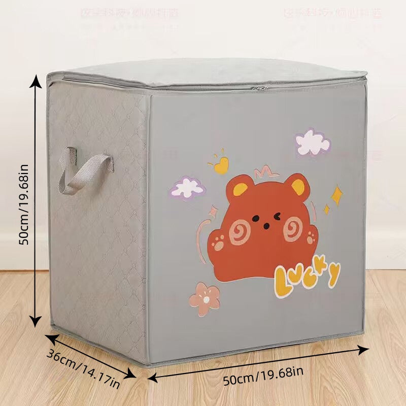 Foldable Travel Organizer Bag with Zipper and Handles Durable Polyester Storage Cube