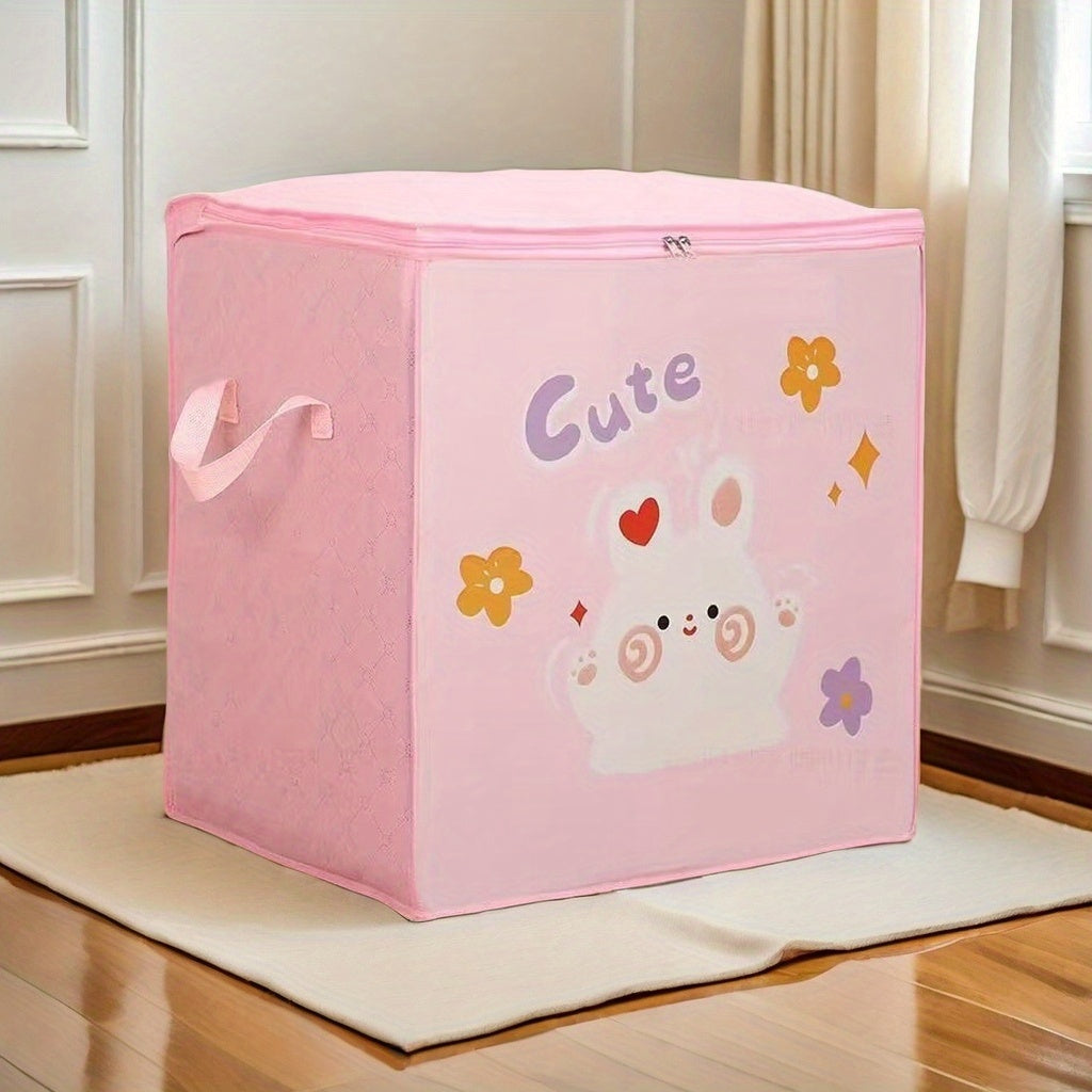 Foldable Travel Organizer Bag with Zipper and Handles Durable Polyester Storage Cube