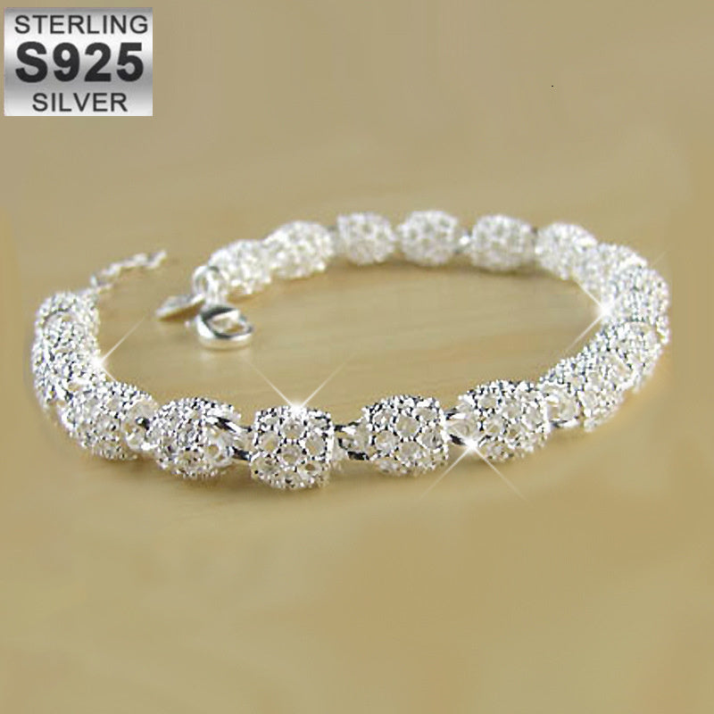 Pulsera de bolas de plata de ley para mujer, joyería, regalo