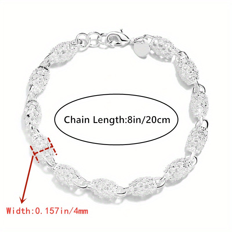 Pulsera de bolas de plata de ley para mujer, joyería, regalo