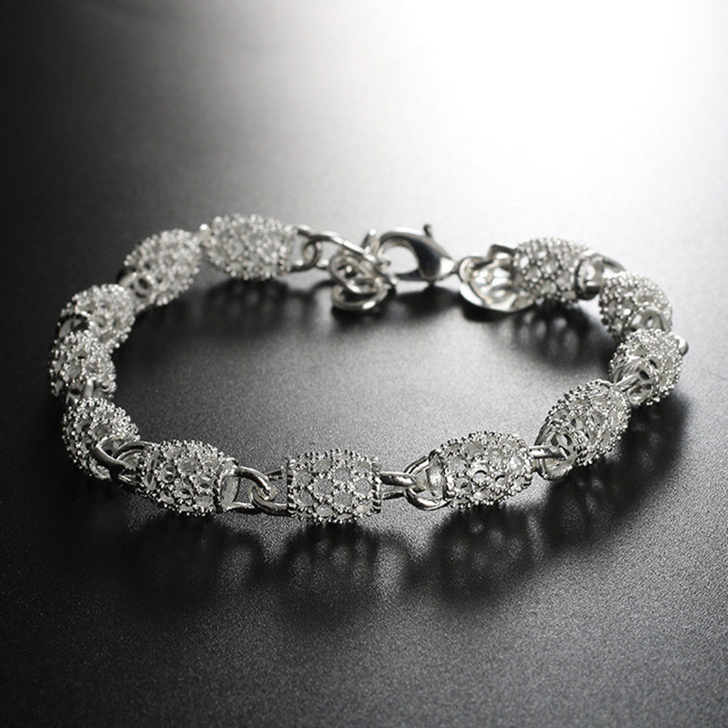 Pulsera de bolas de plata de ley para mujer, joyería, regalo