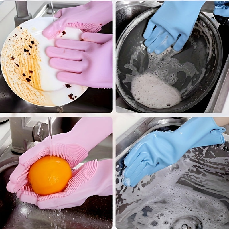 Ambidextrous Silicone Kitchen Gloves Waterproof Antibacterial Dishwasher Safe