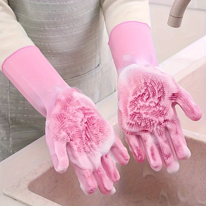 Ambidextrous Silicone Kitchen Gloves Waterproof Antibacterial Dishwasher Safe