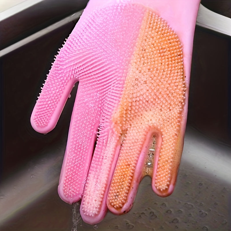 Ambidextrous Silicone Kitchen Gloves Waterproof Antibacterial Dishwasher Safe