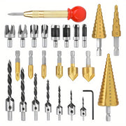 Stainless Steel Drill Bit Set with Tower Drill Center Punch Woodworking Counterbore and Plug Drills