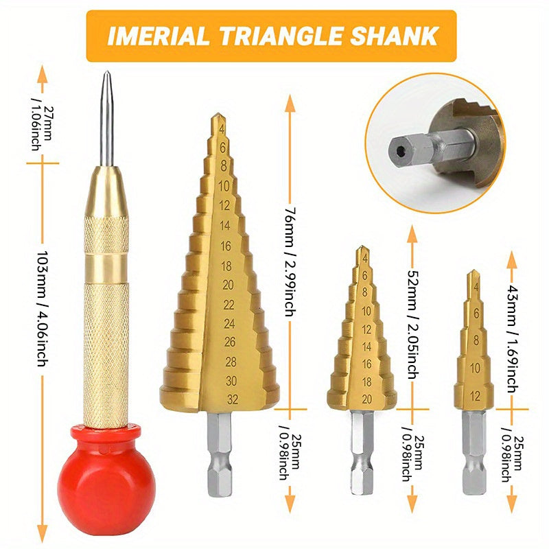 Stainless Steel Drill Bit Set with Tower Drill Center Punch Woodworking Counterbore and Plug Drills