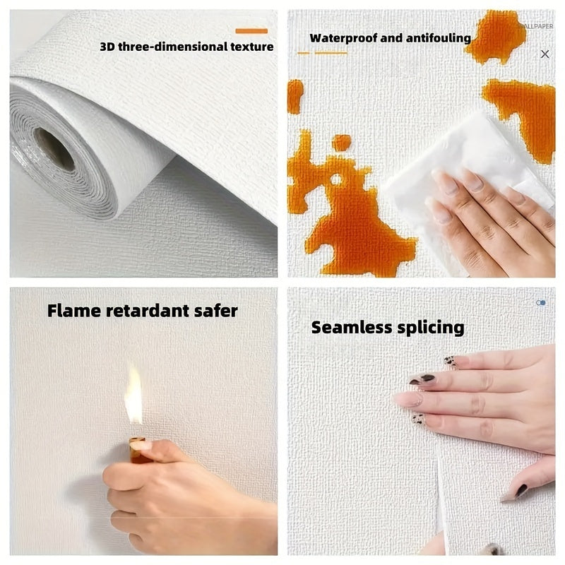 Luxury Linen Wallpaper Self-Adhesive 3D Textured Waterproof for Home Decor