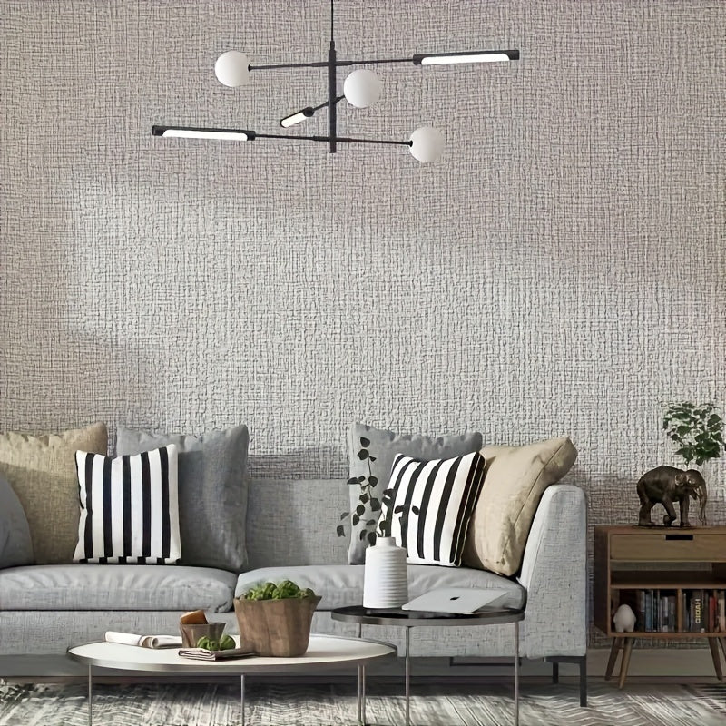 Luxury Linen Wallpaper Self-Adhesive 3D Textured Waterproof for Home Decor