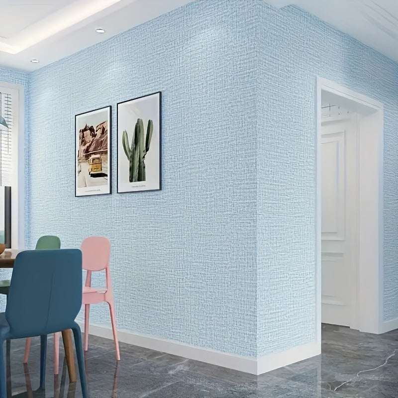 Luxury Linen Wallpaper Self-Adhesive 3D Textured Waterproof for Home Decor