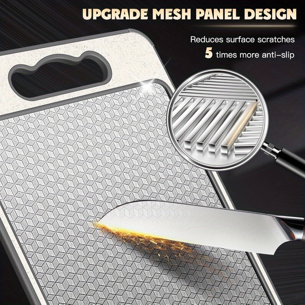 Stainless Steel Double-Sided Cutting Board with Juice Groove and Non-Slip Silicone