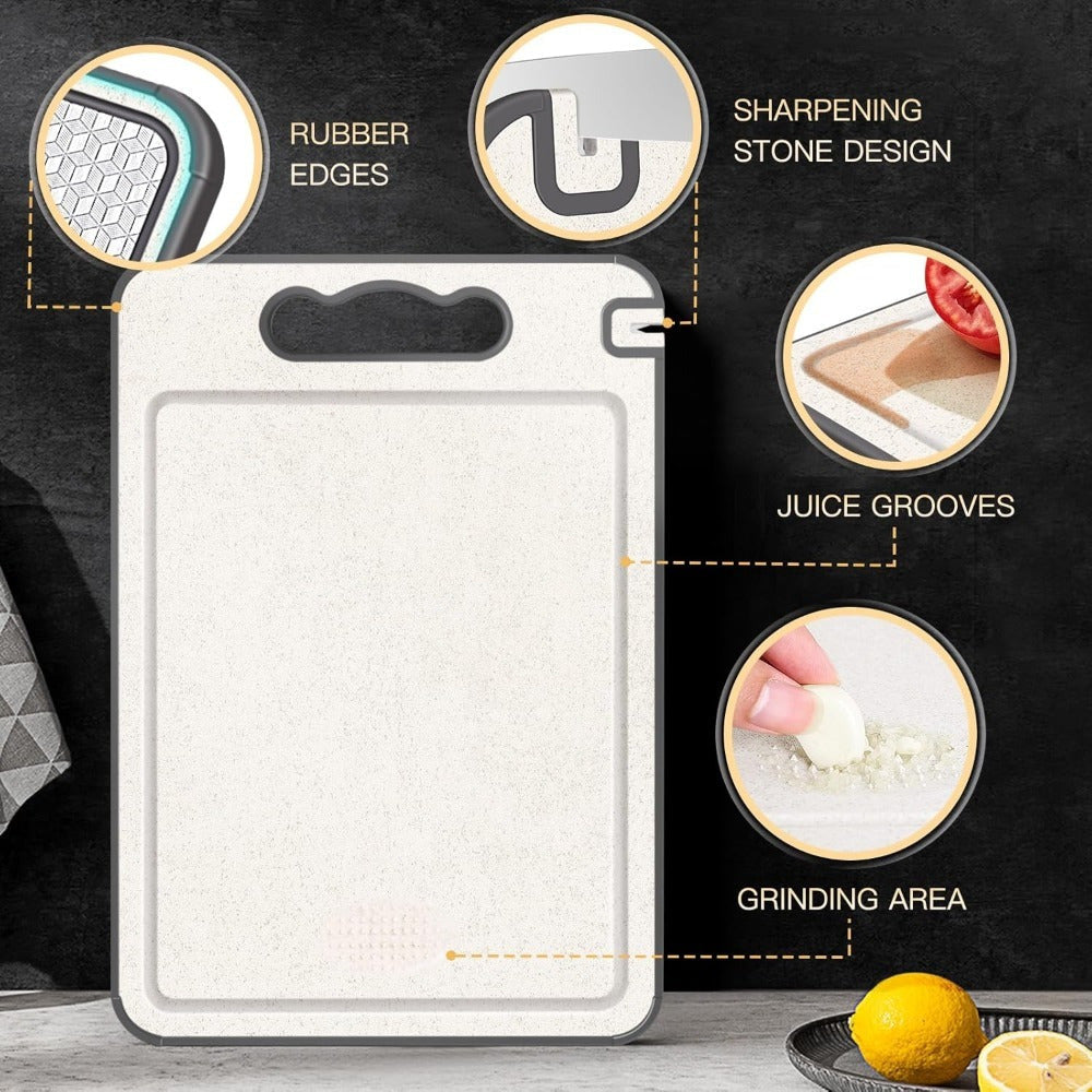 Stainless Steel Double-Sided Cutting Board with Juice Groove and Non-Slip Silicone