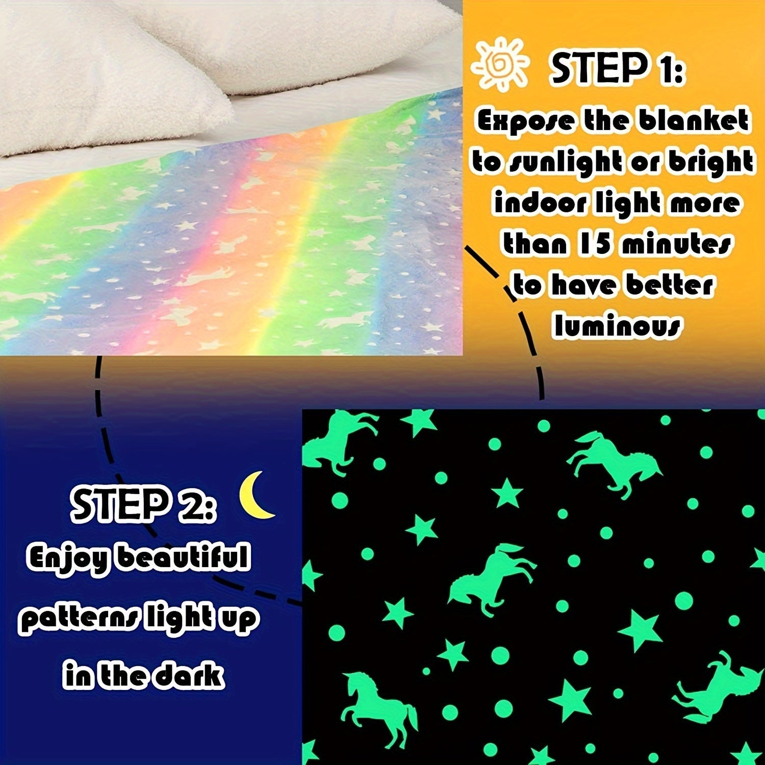 Cozy Glow-in-the-Dark Unicorn Blanket Flannel Throw for All Seasons