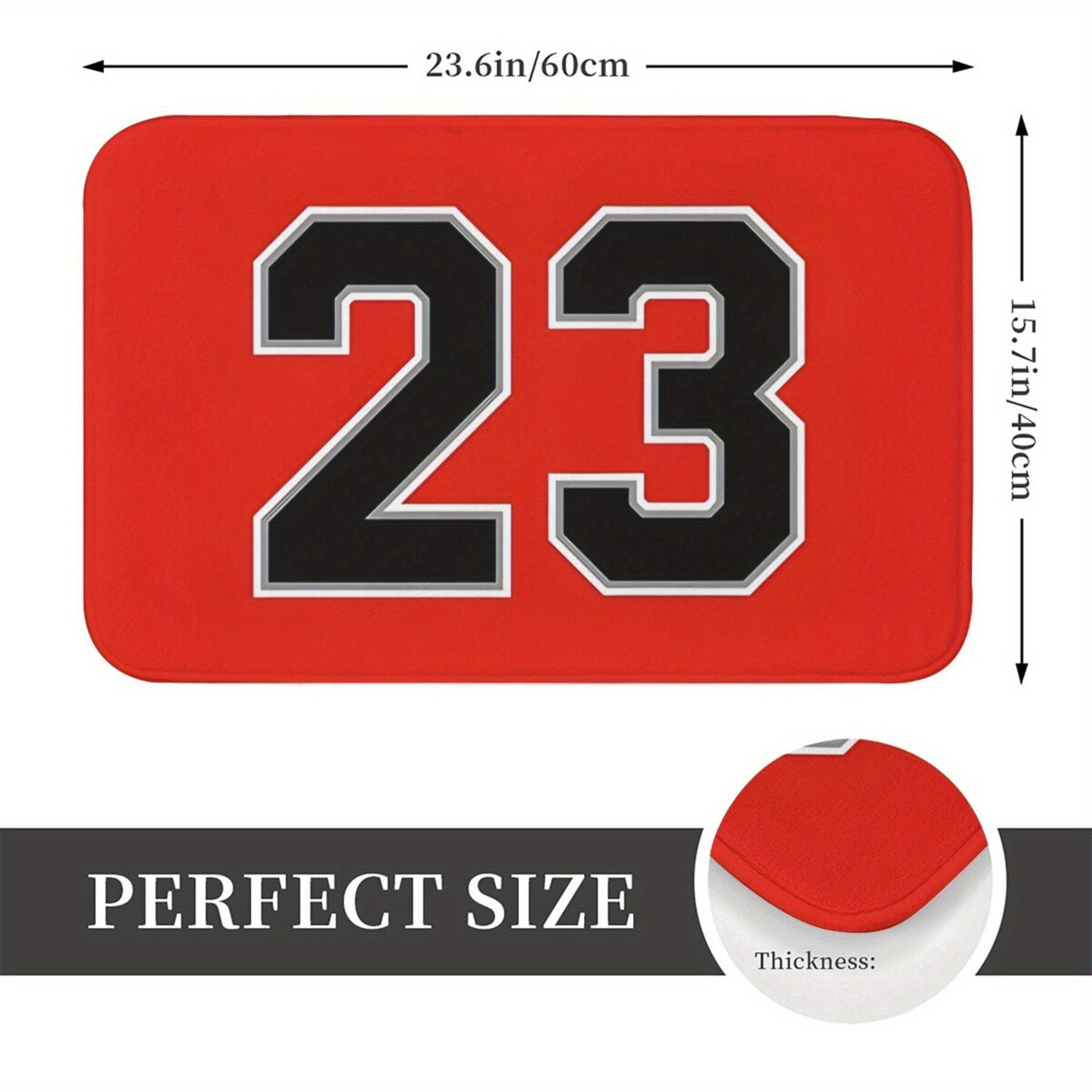 Red Basketball Doormat, Machine Washable Polyester, Bathroom Kitchen Balcony Decor