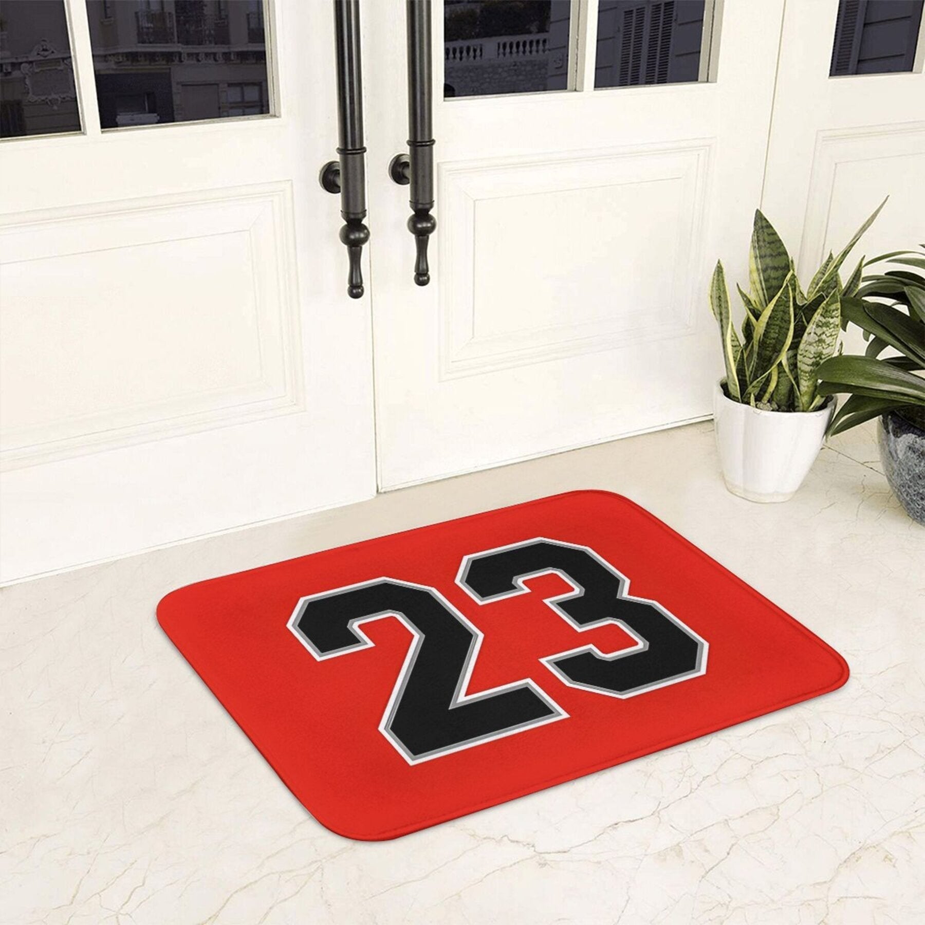 Red Basketball Doormat, Machine Washable Polyester, Bathroom Kitchen Balcony Decor