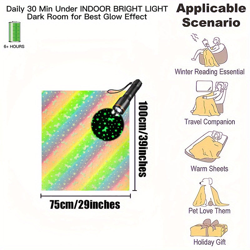 Cozy Glow-in-the-Dark Unicorn Blanket Flannel Throw for All Seasons